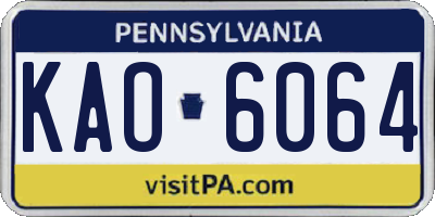 PA license plate KAO6064