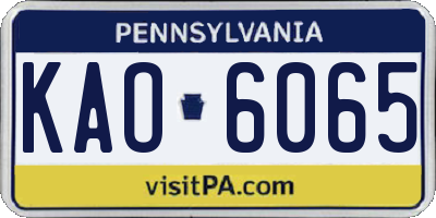 PA license plate KAO6065