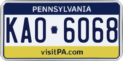 PA license plate KAO6068
