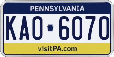 PA license plate KAO6070