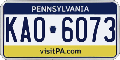PA license plate KAO6073