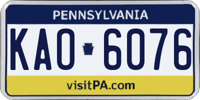 PA license plate KAO6076