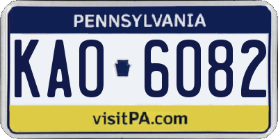 PA license plate KAO6082