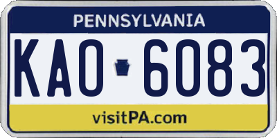 PA license plate KAO6083