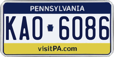 PA license plate KAO6086