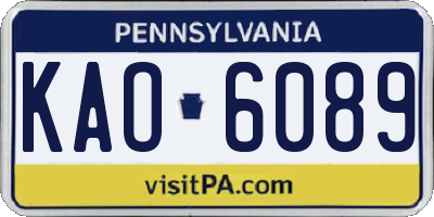 PA license plate KAO6089