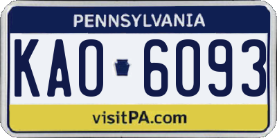 PA license plate KAO6093