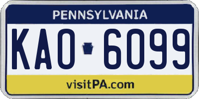PA license plate KAO6099