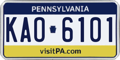 PA license plate KAO6101