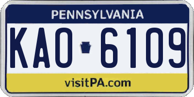 PA license plate KAO6109