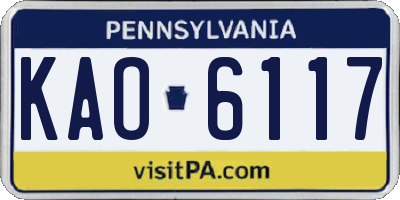 PA license plate KAO6117