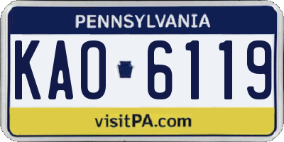 PA license plate KAO6119
