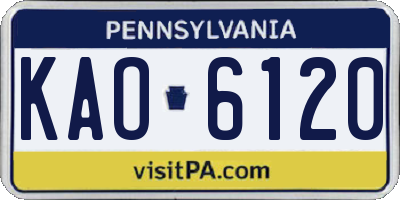 PA license plate KAO6120