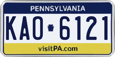 PA license plate KAO6121