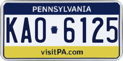 PA license plate KAO6125
