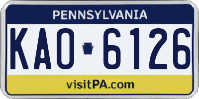 PA license plate KAO6126