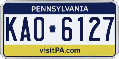 PA license plate KAO6127