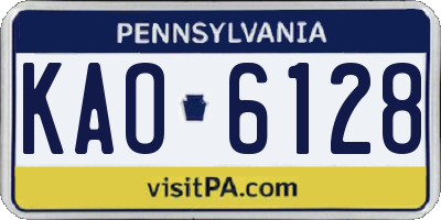 PA license plate KAO6128