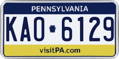 PA license plate KAO6129