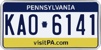 PA license plate KAO6141