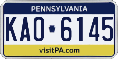 PA license plate KAO6145