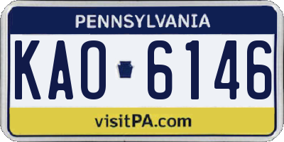 PA license plate KAO6146