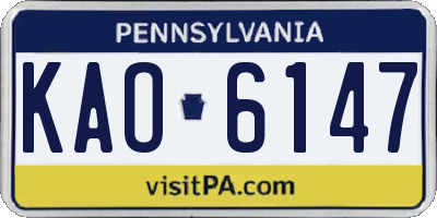 PA license plate KAO6147