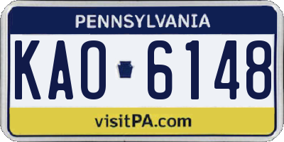 PA license plate KAO6148