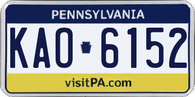 PA license plate KAO6152