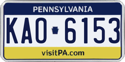 PA license plate KAO6153