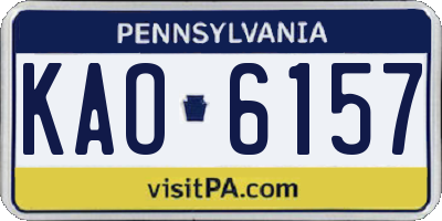 PA license plate KAO6157