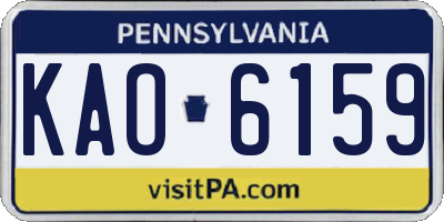 PA license plate KAO6159