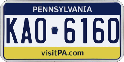 PA license plate KAO6160