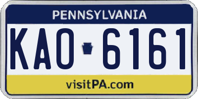 PA license plate KAO6161