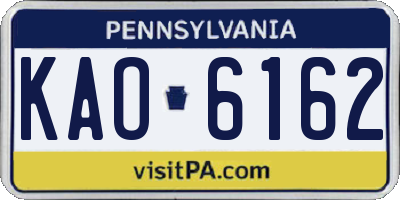 PA license plate KAO6162