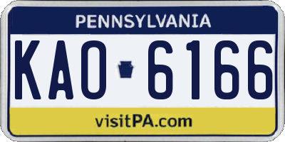 PA license plate KAO6166
