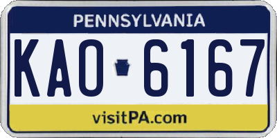 PA license plate KAO6167