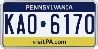 PA license plate KAO6170