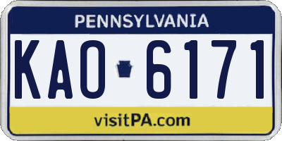 PA license plate KAO6171