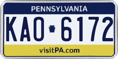 PA license plate KAO6172