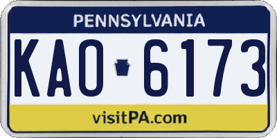 PA license plate KAO6173