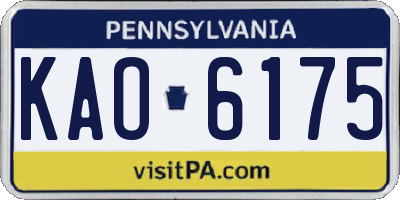 PA license plate KAO6175