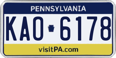 PA license plate KAO6178