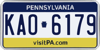 PA license plate KAO6179