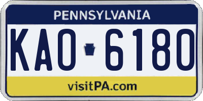 PA license plate KAO6180