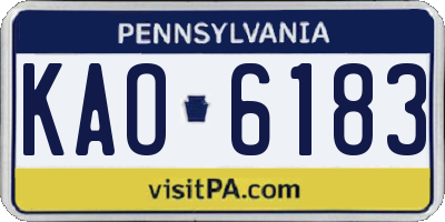 PA license plate KAO6183
