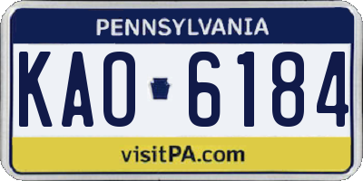 PA license plate KAO6184