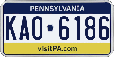 PA license plate KAO6186