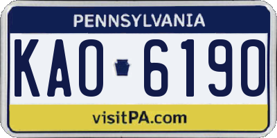 PA license plate KAO6190