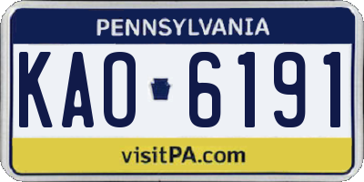 PA license plate KAO6191